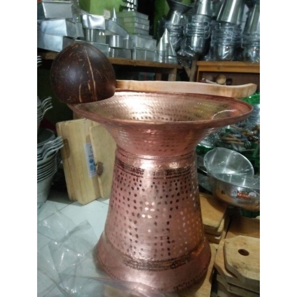 Seeng tembaga/dangdang tembaga 1 set kukusan gayung batok kelapa