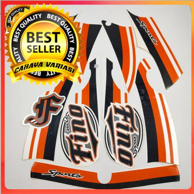 striping yamaha mio fino karbu 2011 2011 sporty putih oren stiker list standar