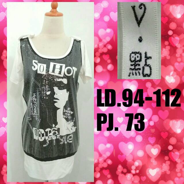  Kaos  Wanita Jumbo Mix Sequin Preloved Branded Import  