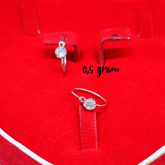 Anting kenip bayi& anak  mata putih perak 925 lapis emas putih