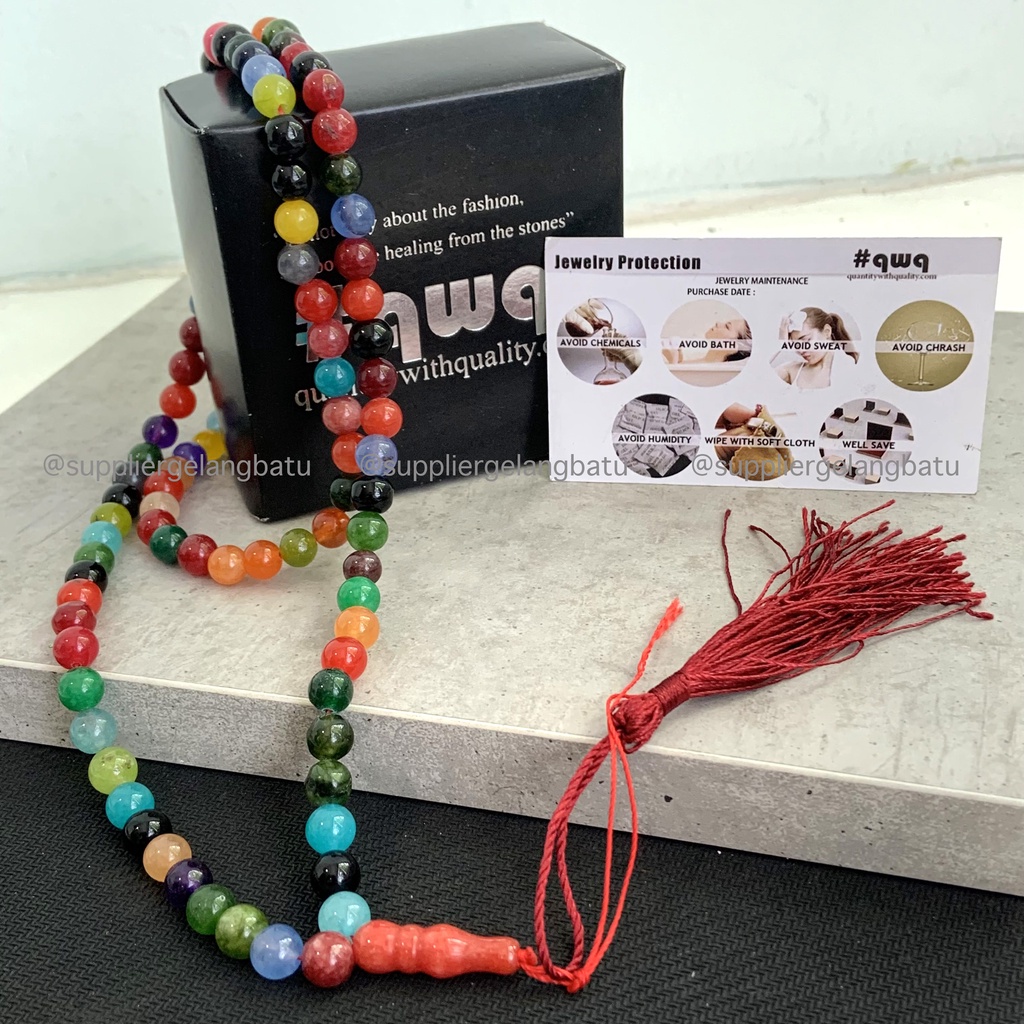 tasbih batu MULTICOLOUR ONYX 10mm 99 butir premium tasbeh PANCAWARNA