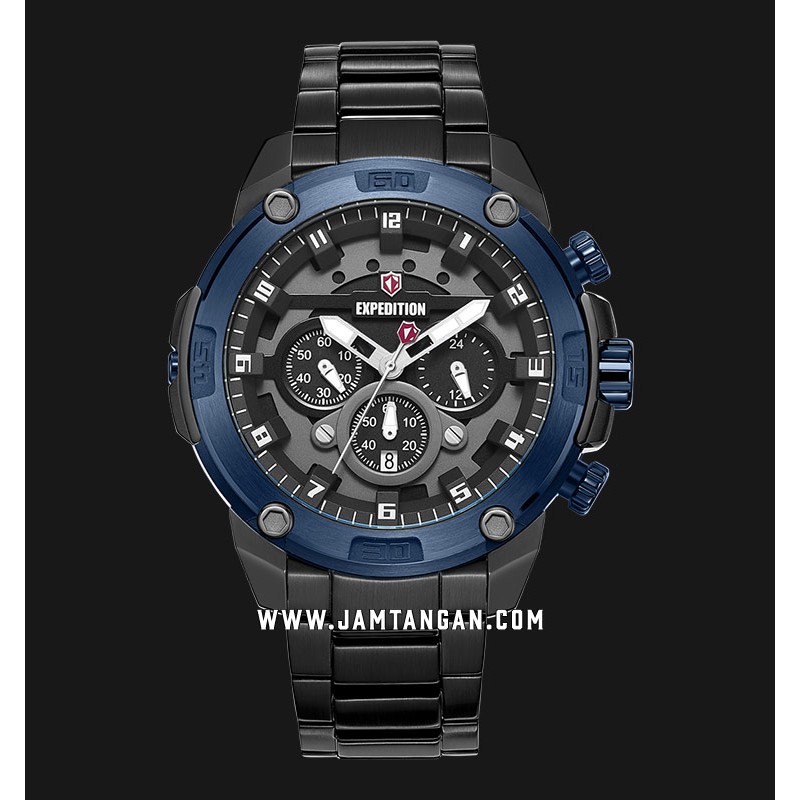Expedition E 6787 MC BUBBA Chronograph Men Black Dial Black Stainless Steel Strap