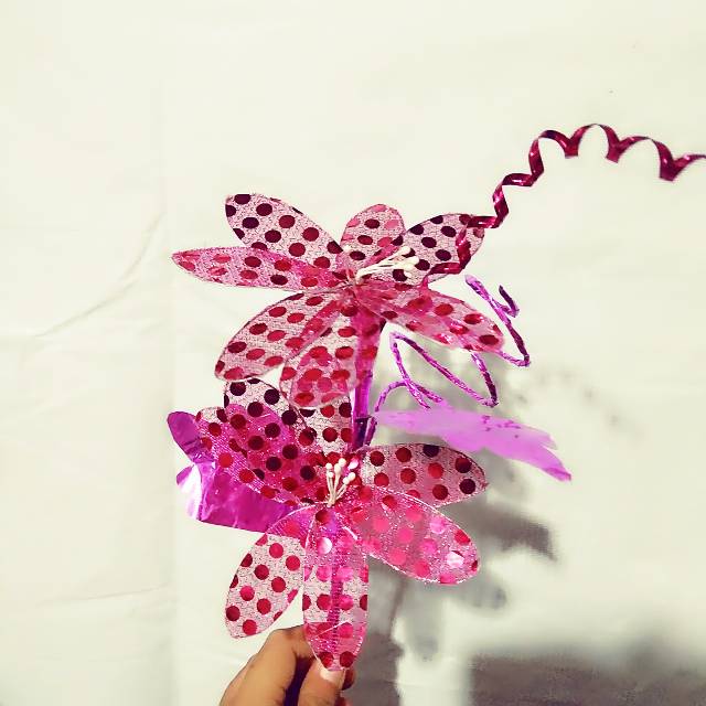 Bunga telur / bunga pahar pernikahan Glitter pink