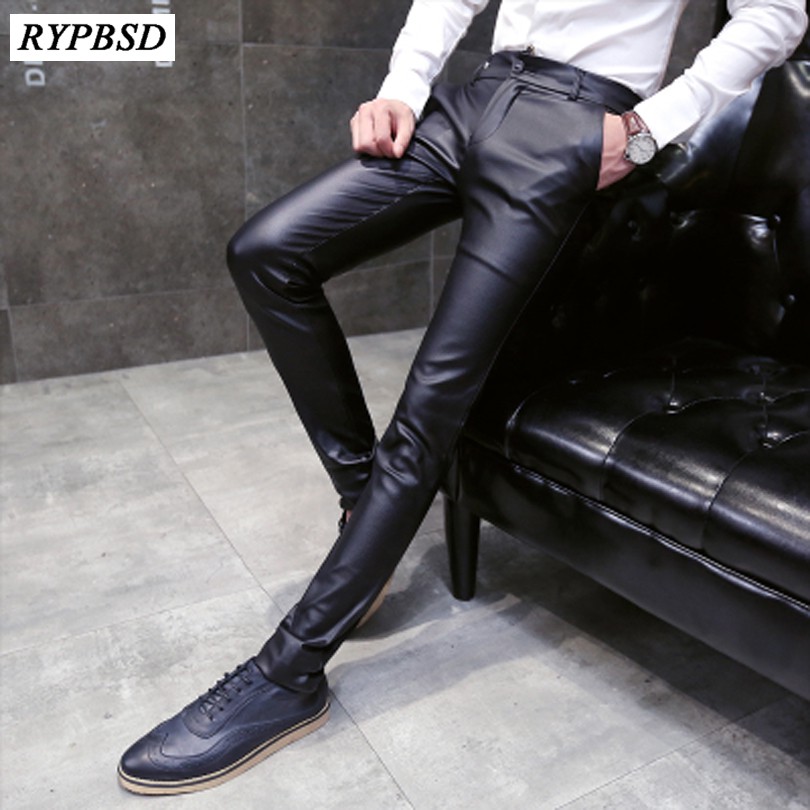 NEW [READY] 2018 Baru Musim Gugur Pria Celana Kulit Faux Celana Kulit Celana Kulit Celana Pria Mode