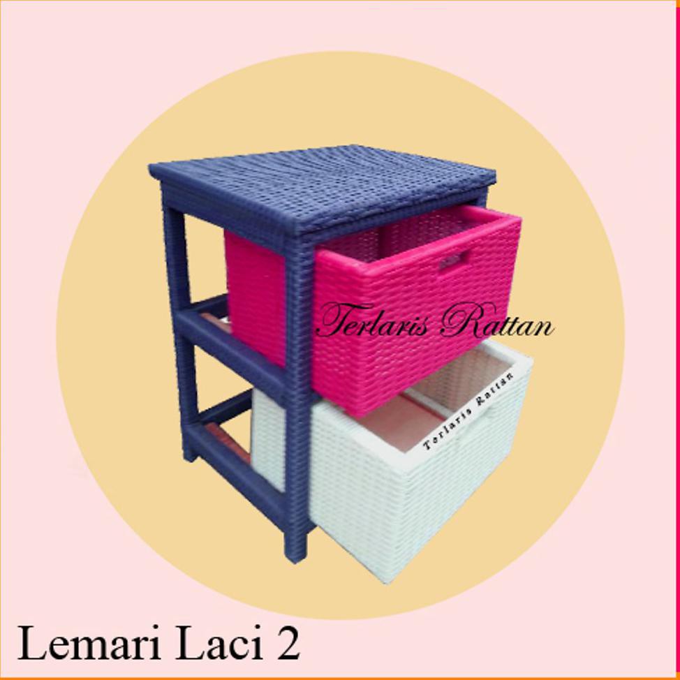 Sale Rak Susun Rotan Sintetis / Rak Laci / Rak Baju / Laci 2 susun