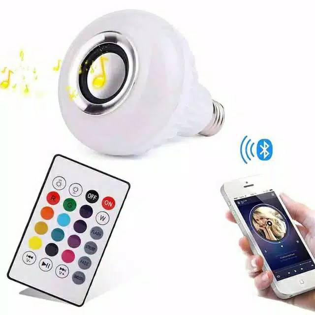 Speaker bluetooth wireless lampu music LED RGB bohlam speaker-2