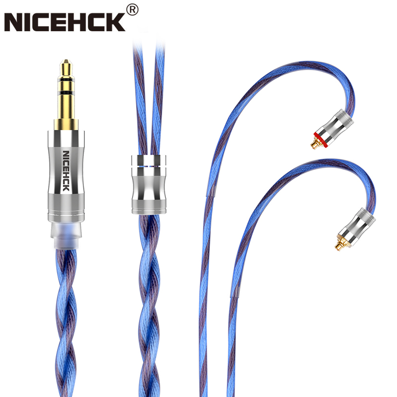 Nicehck Blueisland 5n Litz Occ Kabel Earphone Lapis Silver 3.5 / 2.5 / 4.4mm Mmcx / Qdc / 2pin