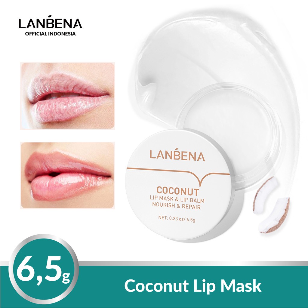 LANBENA Coconut Lip Mask Balm - Melembabkan Perawatan Bibir Bergizi Perbaiki Exfoliator Kering Menyegarkan Lip Care Remove lip