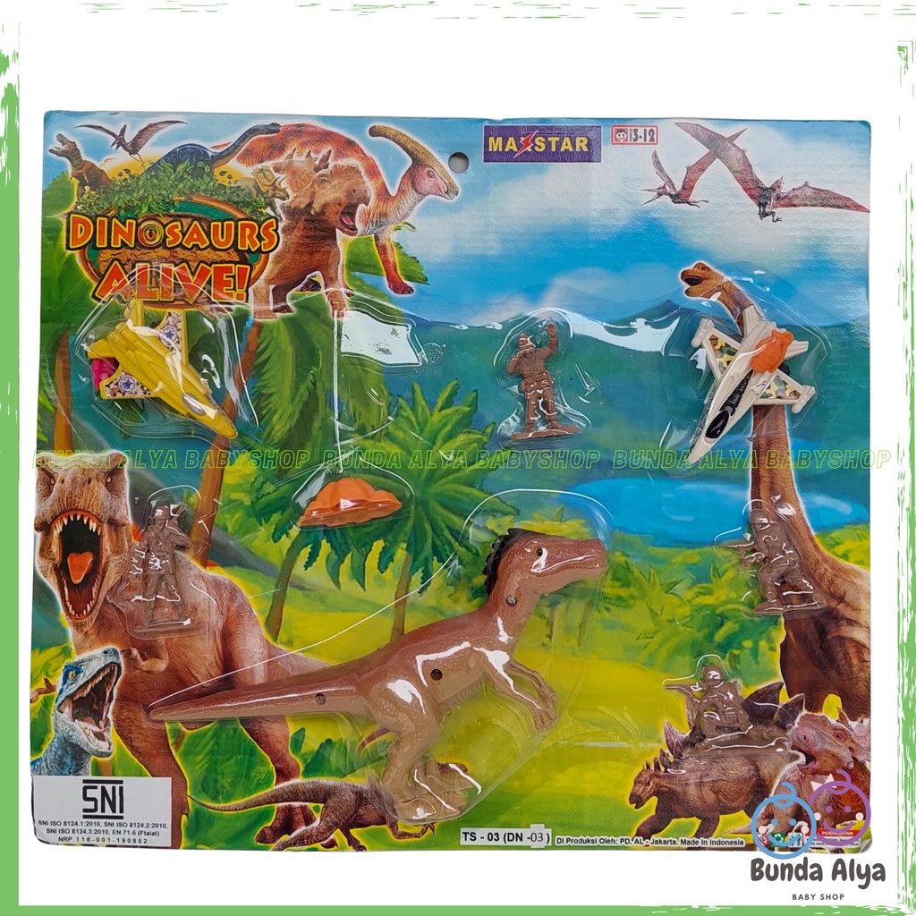 Set Mainan Dinosaurus set 1 Dinosaurus 2 Pesawat 1 Bendera dan 4 Army Set Mainan Perang Figur  Seru Anak Set Lengkap Mainan Perang Dino Anak