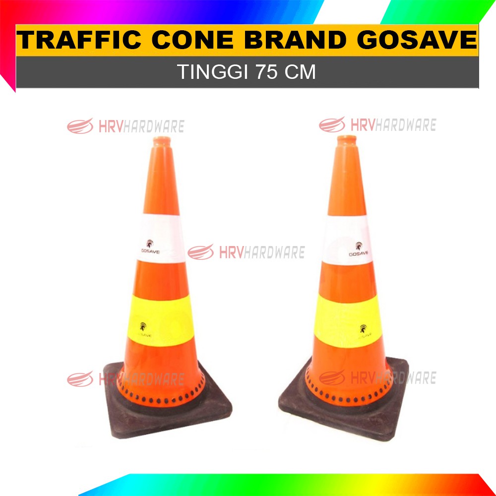 Traffic Cone Kerucut Lalu Lintas 70 dan 75 CM Lentur Kerucut lalu lintas Safety PVC lis putih kuning