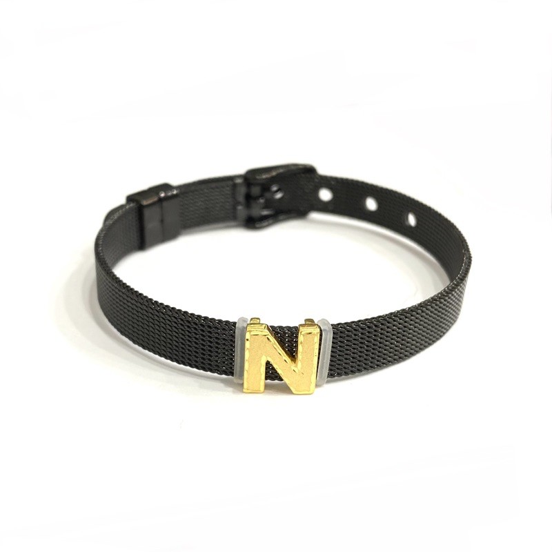 Gelang Gesper Arloji Set Liontin Emas Asli Kadar 700 Huruf N