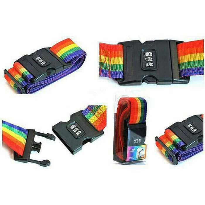 Belt Koper Sabuk dengan Kunci Pengaman 3digit Lugagge Strap Warna Pelangi Rainbow