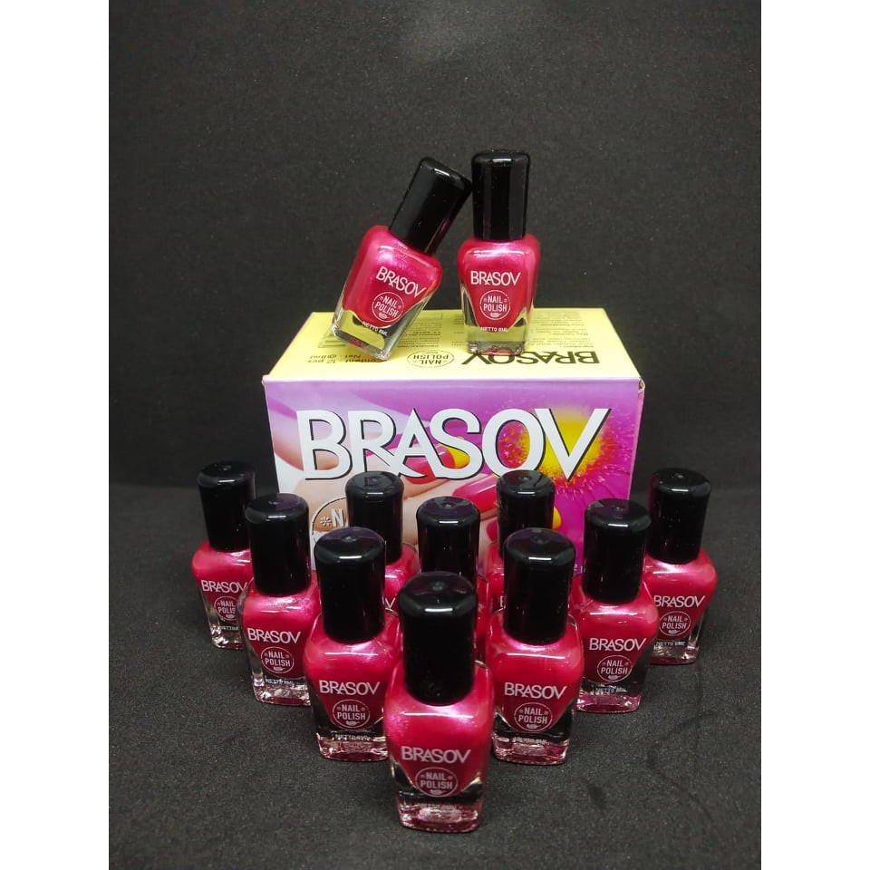 [12 PCS] KUTEK BRASOV LUSINAN ORIGINAL BPOM - GLITTER / MERAH / HITAM / BENING / PINK KUTEKS PERBOX