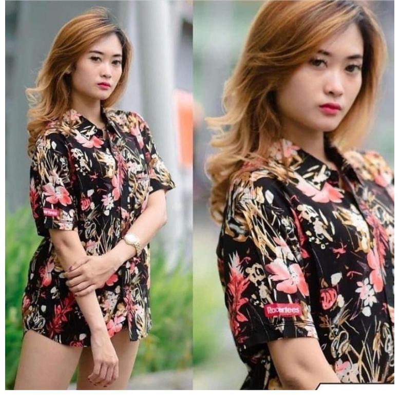 KEMEJA FLORAL HEM PANTAI HEM TROPICAL HEM RACERTEES 100% ORIGINAL