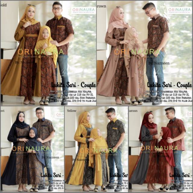 Lukita syari couple family seragam batik gamis kemeja set ori naura murah keren