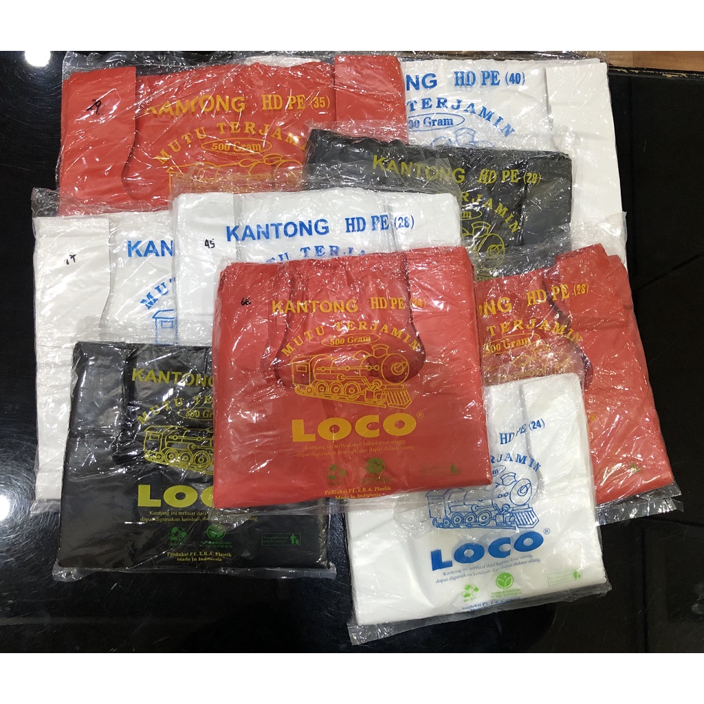 KANTONG PLASTIK KRESEK LOCO TEBAL MERAH/HITAM/PUTIH