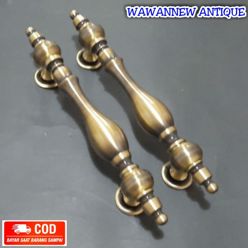 Handle Pintu / Gagang Pintu Rumah Pagar Kuningan Motif Teratai 32cm