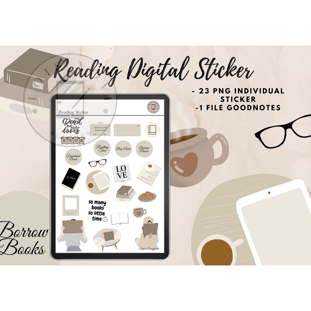 

Reading Digital Sticker, Sticker for Digital Planner, Digital Sticker, Reading Sticker