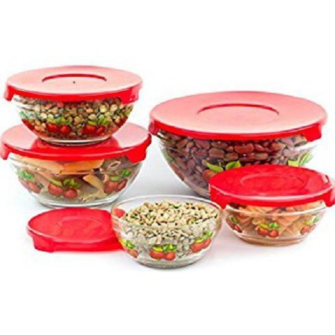 Maxim Glassware Toples Kaca 10Pcs Bowl + Lid Anggrekmart