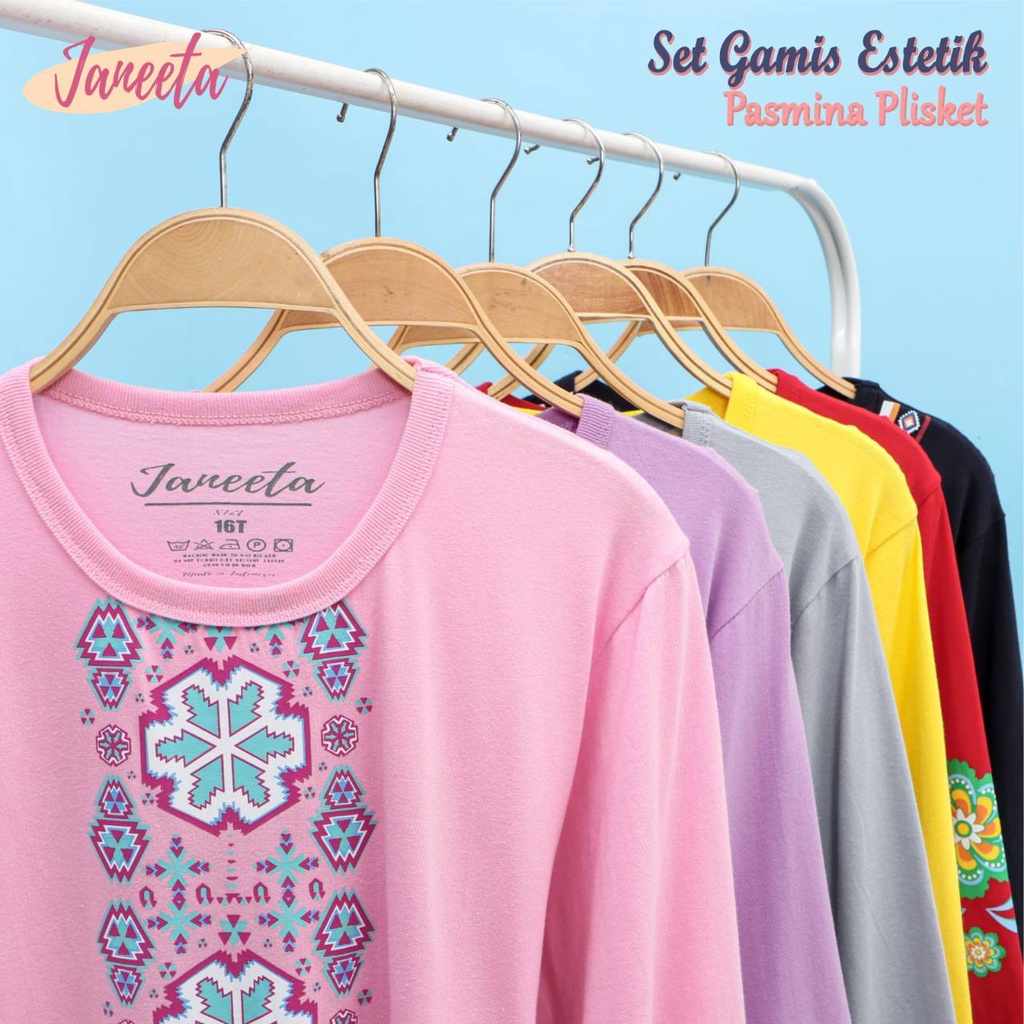 Gamis anak JANEETA SET GAMIS ESTETIC + PASMINA PLISKET CERUTY