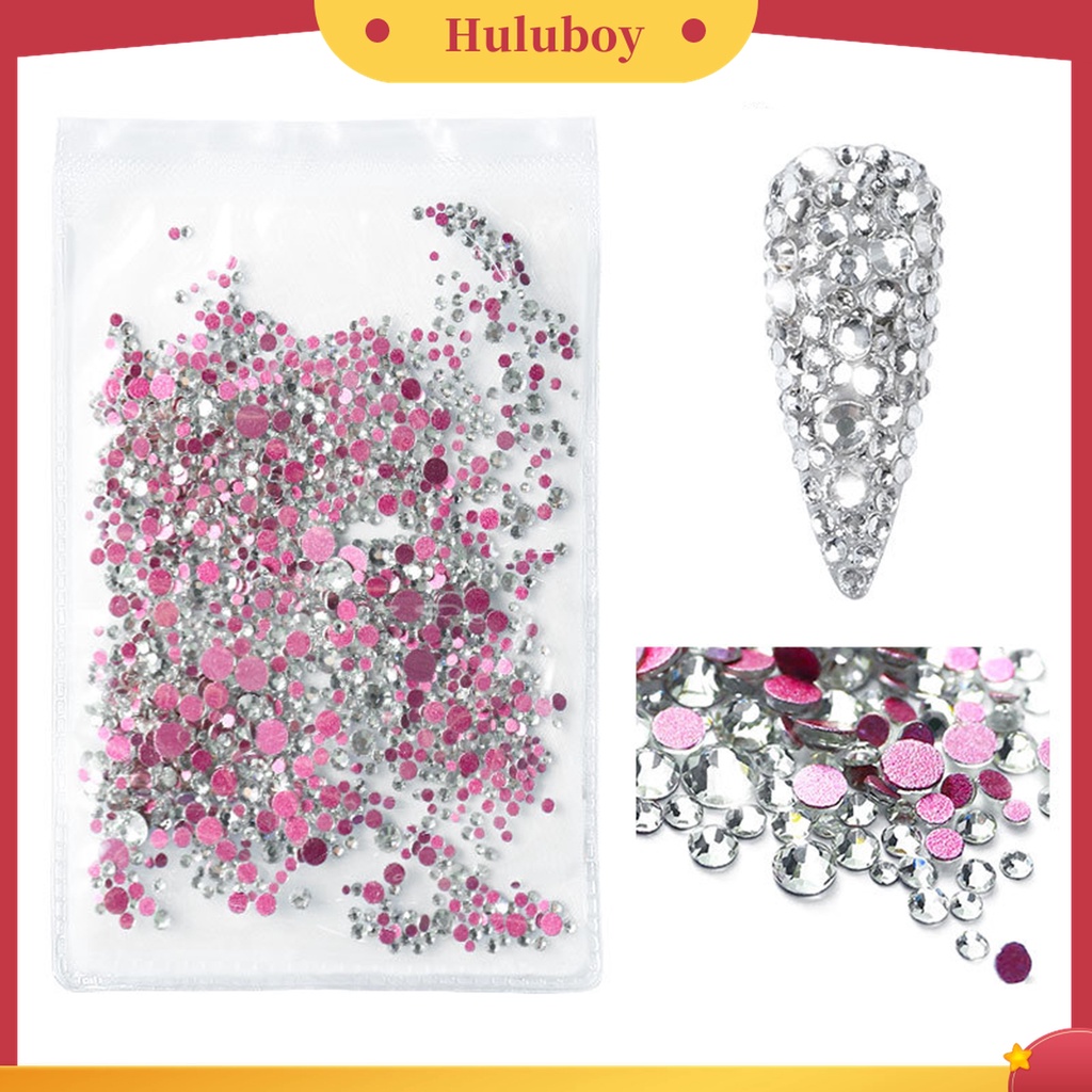 Huluboy Huluboy♡ 1440pcs / Set Berlian Imitasi Glitter Bahan Kaca Untuk Perhiasan Kuku Wanita