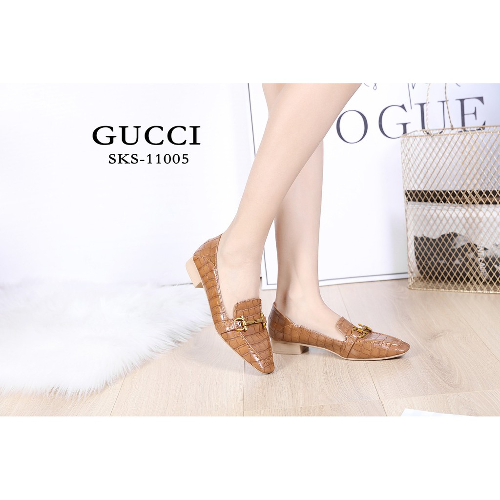 IMPORT Gucci SKS-11005BB Sepatu Hak Tahu Heels Chunky Big Murah Wanita Cewek Batam Hitam Coklat