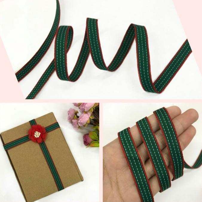 

PITA KADO HAMPERS MOTIF NATAL | PITA KAIN MOTIF GARIS MERAH HIJAU 1 CM