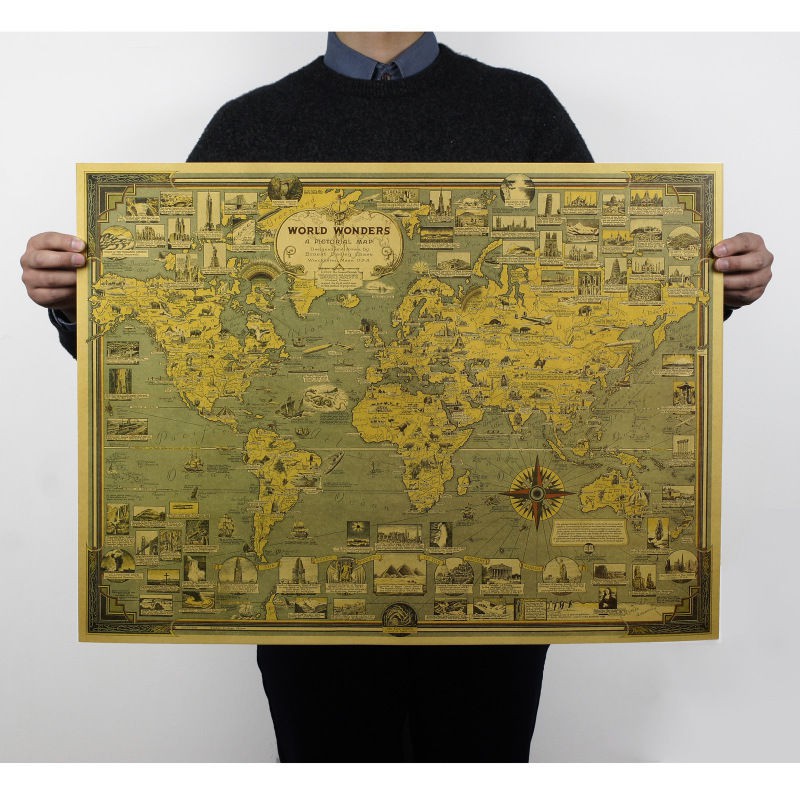 Bayar Di TempatPoster Peta Dunia Retro Bahan Kertas ...