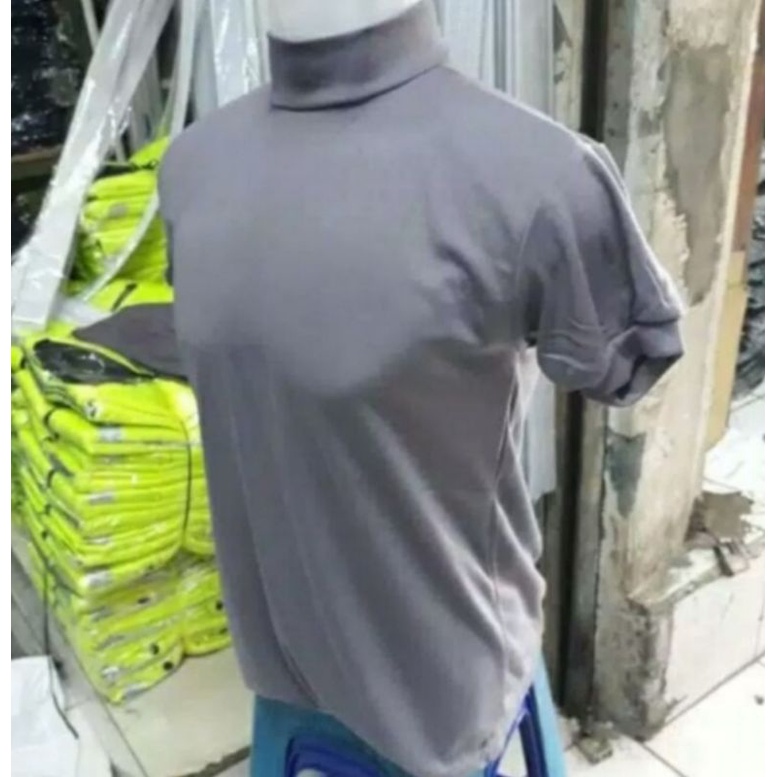 kaos leher tinggi lengan pendek