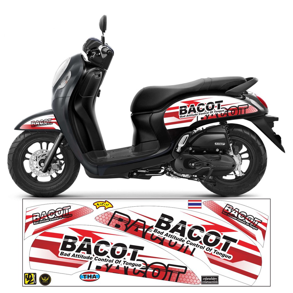 COD STRIPING VARIASI SCOOPY 2021 BACOT - STICKER BACOT - STRIPING SCOOPY WHITE VARIASI