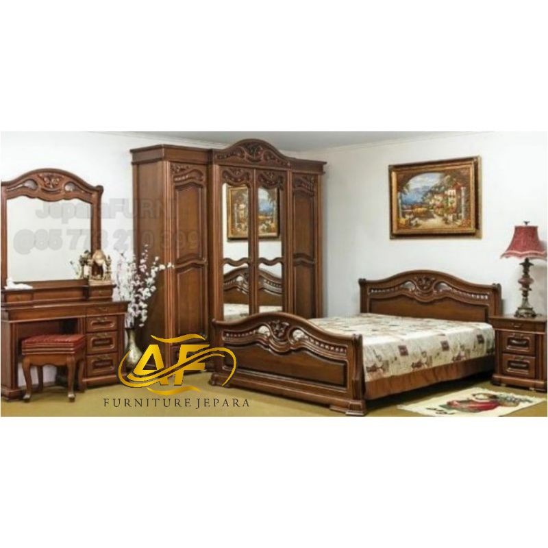 set kamar mewah/set kamar kayu jati Grade A/set kamar furniture jepara