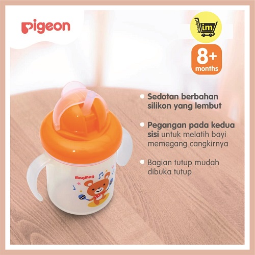 PIGEON MAG MAG STEP 3 STRAW CUP / BOTOL MINUM ANAK DENGAN SEDOTAN