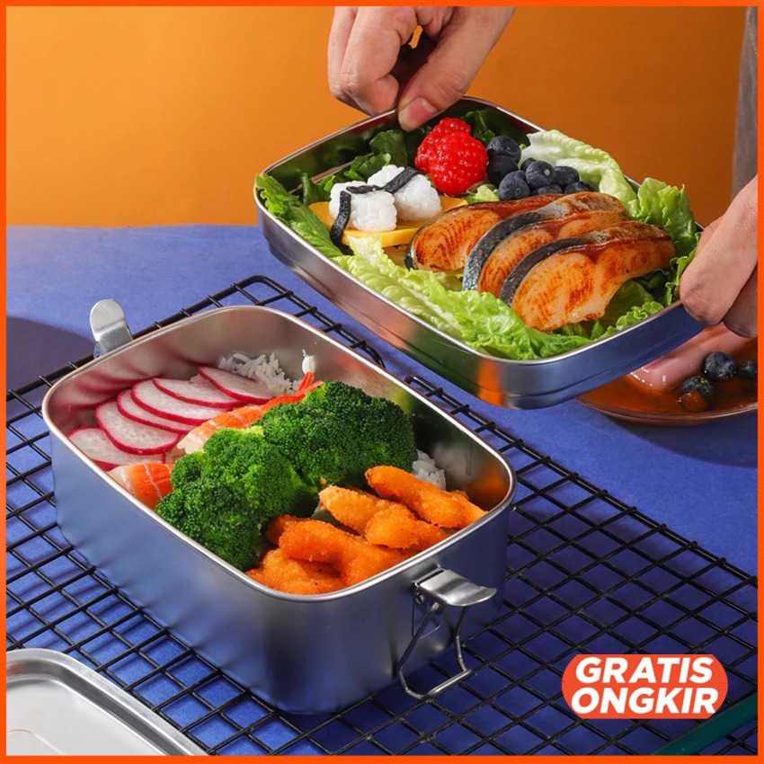 Kotak Makan Bento Lunch Box Stainless Steel - HS233 Single Compartment