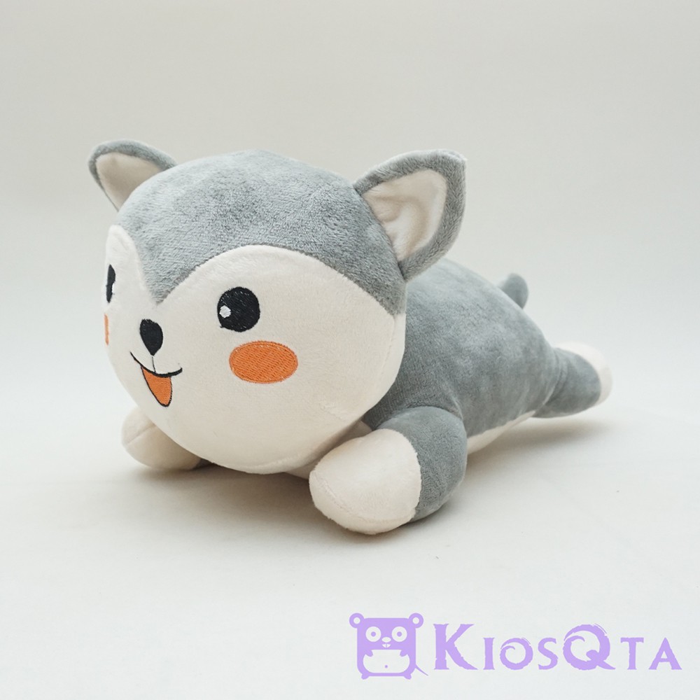 boneka anjing lucu lying dog abu abu medium