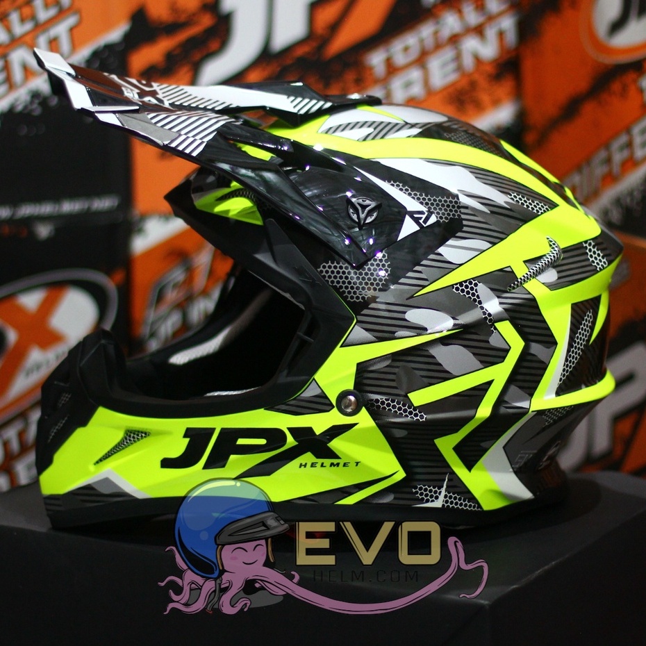 HELM JPX CROSS_FOX1 SERI X35 - FLUO YELLOW GLOSS + GOOGLE SNAIL (ONGKIR 2 KG) HELM JPX TERBARU