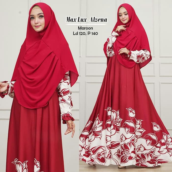 Fashion Muslim Baju Gamis Busana Muslim 122025 SYARI MAXMARA LUX ALZENA MARON