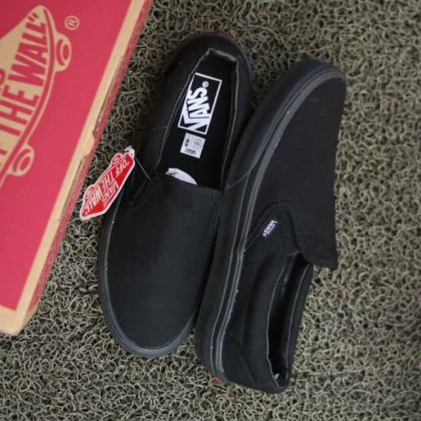 SEPATU VANS SLIP ON FULL BLACK HITAM POLOS WHITE PUTIH OLDSKOOL ERA SK8 PREMIUM BNIB ICC IFC DT EHC