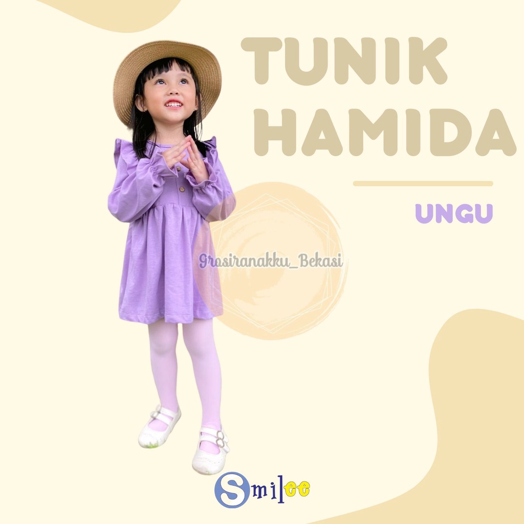 Tunik Anak Kaos Smilee Hamida Warna Ungu Size 1-5Thn