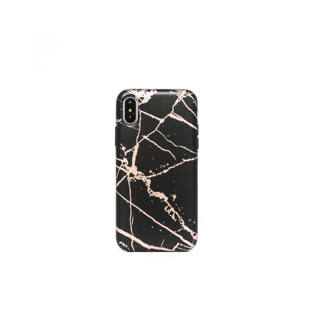 Black Rosegold Marble iPhone Case