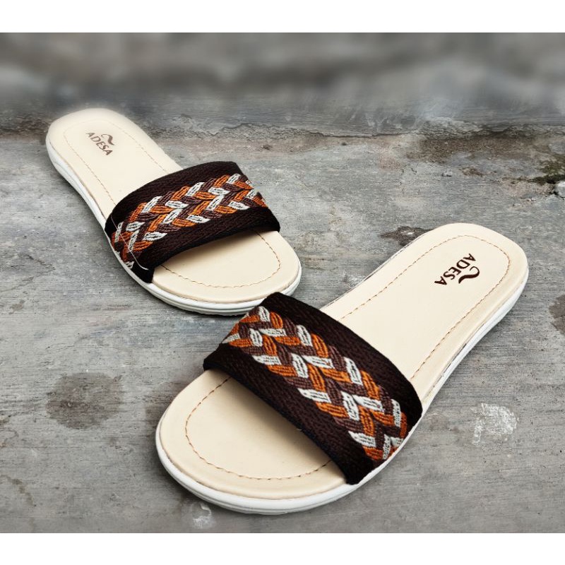 Sandal Selop Rajut Turki Wanita Santai Casual Flat Terlaris