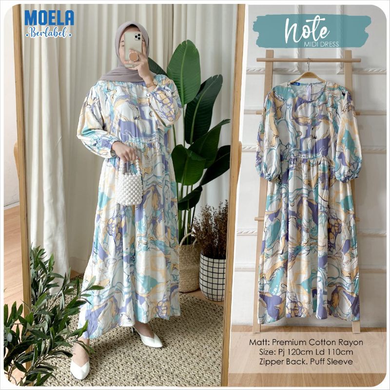 BL NOTE MIDI DRESS MOTIF HIJAB BY MOELA