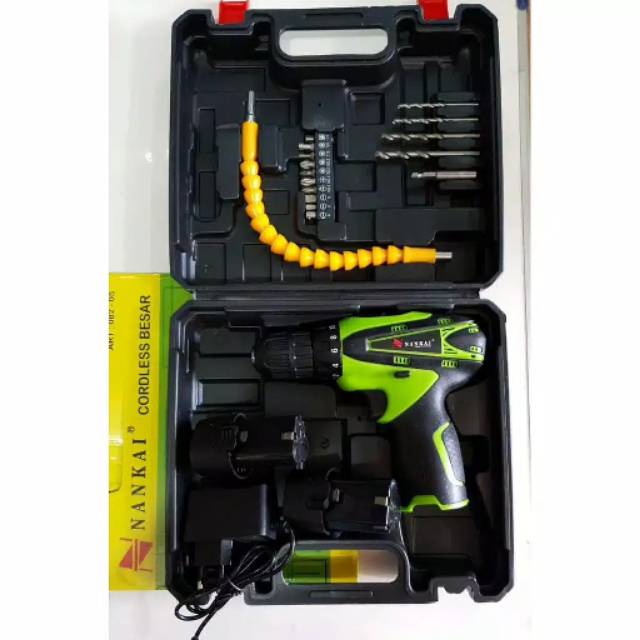 Bor baterai nankai bor tangan 2 baterai cordless drill