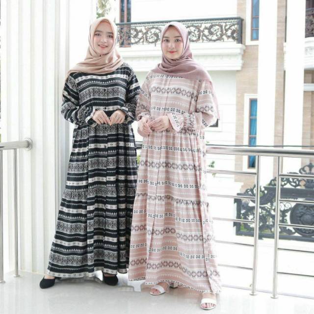 Calamary Dress Wolfis Motif / Homey Dress Wanita Muslimah