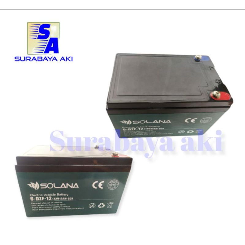 aki selis SOLANA 12ah 6dzm12 6dzf12 AKI SEPEDA LISTRIK 12AH SOLANA PREMIUM 12AH AKI 12V 12AH ASLI 2HR  aki uwinfly super rider uwin fly selis volta antelope tiger aki surabaya aki