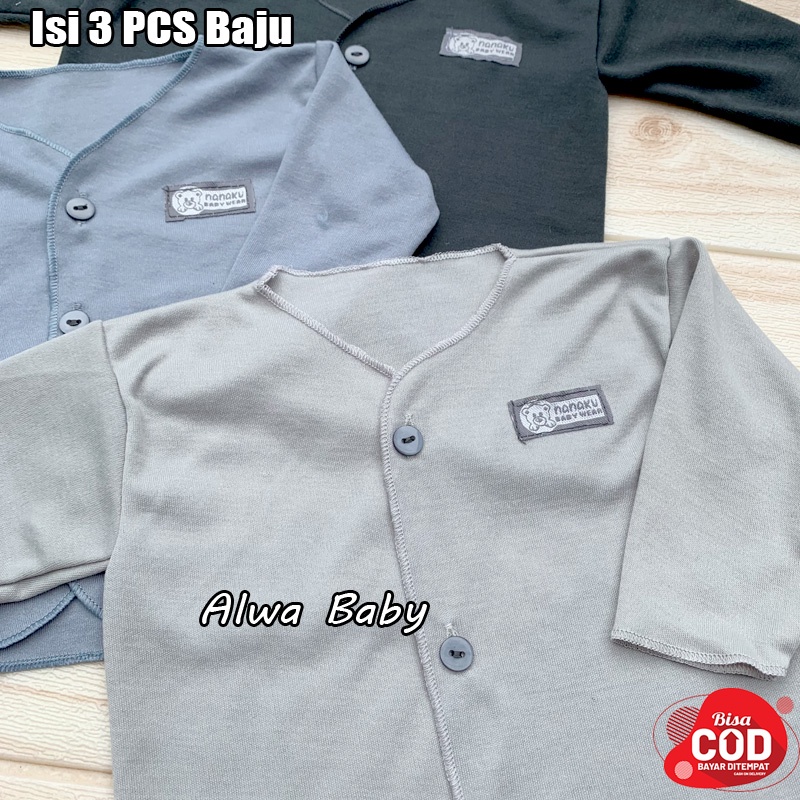 3 PCS Baju Bayi Baru Lahir Lengan Panjang Seri Abu Almeera baby and Kids