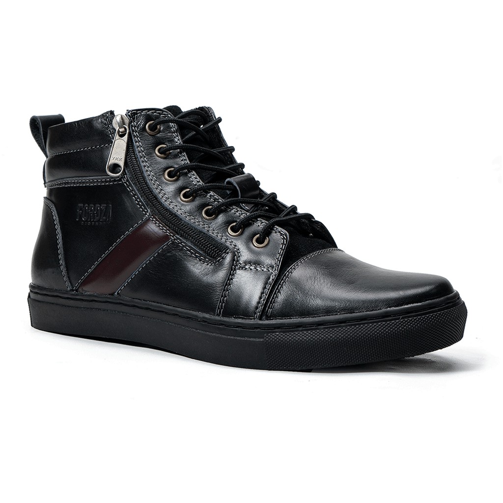 Sepatu Pria Casual Sneakers Kulit Asli Mahanta High Top Leather Q74