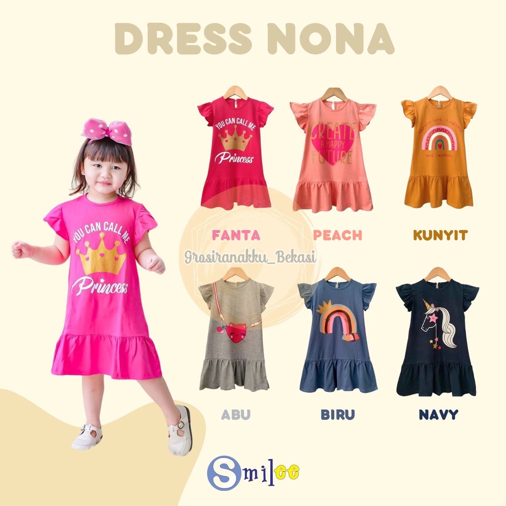 Dress Anak Smilee Nona Mix Motif size 1-5Tahun