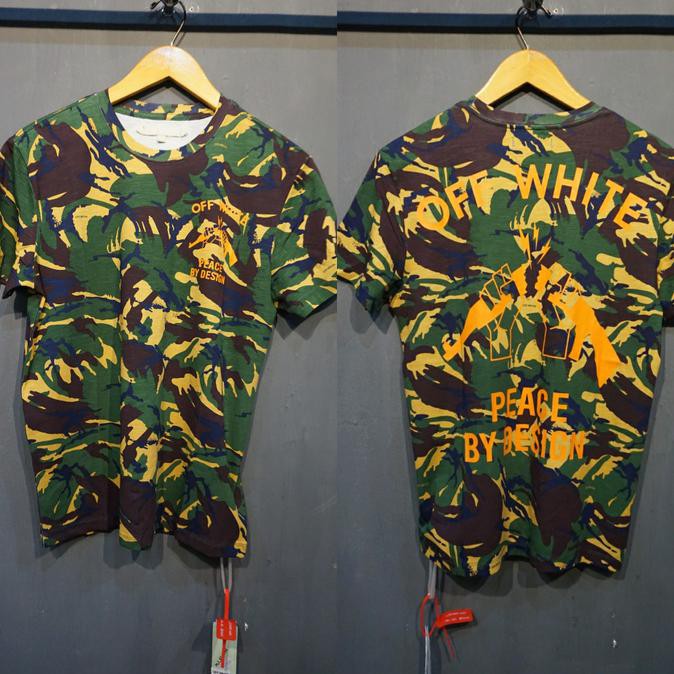 kaos oblong OFF WHITE CAMO C/O virgil abloh PEACE BY DESIGN ( UNISEX ) - Hijau muda, M