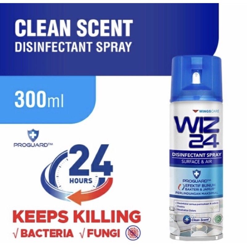 Disinfektan spray Wiz 24 Aerosol 300ml BIRU
