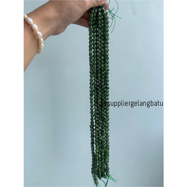 batu faceted hexagon Stone 8mm hijau lumut green chrysocola corak akik